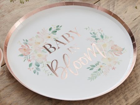 Baby In Bloom Rose Gold Baby Shower Plates 9inch 8pcs Online