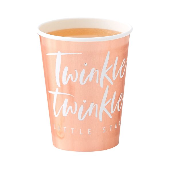 Twinkle Twinkle Rose Gold Foiled Paper Cups 9oz 8pcs Sale