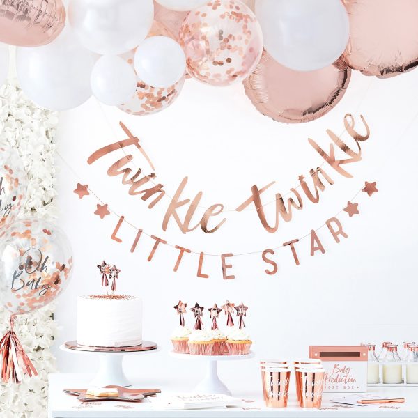 Twinkle Twinkle Little Star Rose Gold Baby Shower Bunting Decoration Online