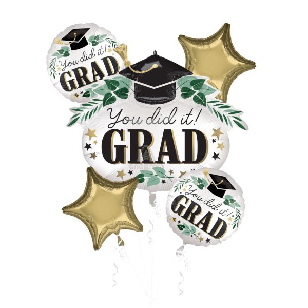 You Did It Ivy Grad Satin Foil Balloon Bouquet, 5pcs For Discount