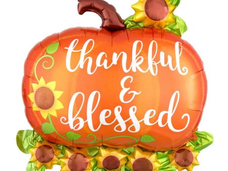 Thankful & Blessed Pumpkin SuperShape Foil Balloon 71x73cm Online Sale