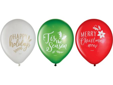 Traditional Christmas Printed Asst. Latex Balloons For Cheap