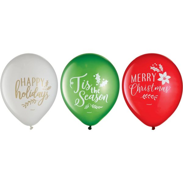 Traditional Christmas Printed Asst. Latex Balloons For Cheap