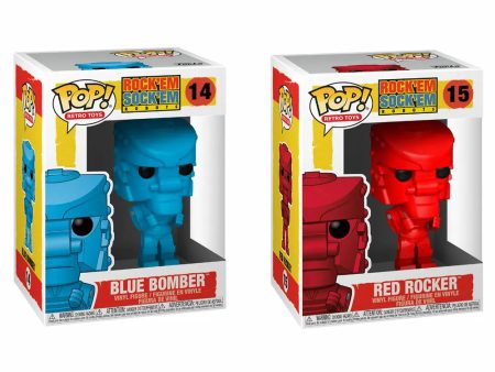 ROCK EM SOCK EM: BLUE BOMBER 14 RED ROCKER 15 - FUNKO POP!-SET OF 2 Cheap